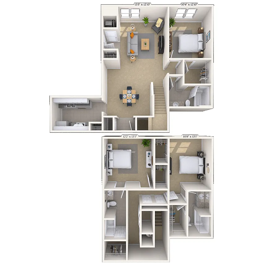 Floor plan Dual Level 3x3 1717-1955 SF