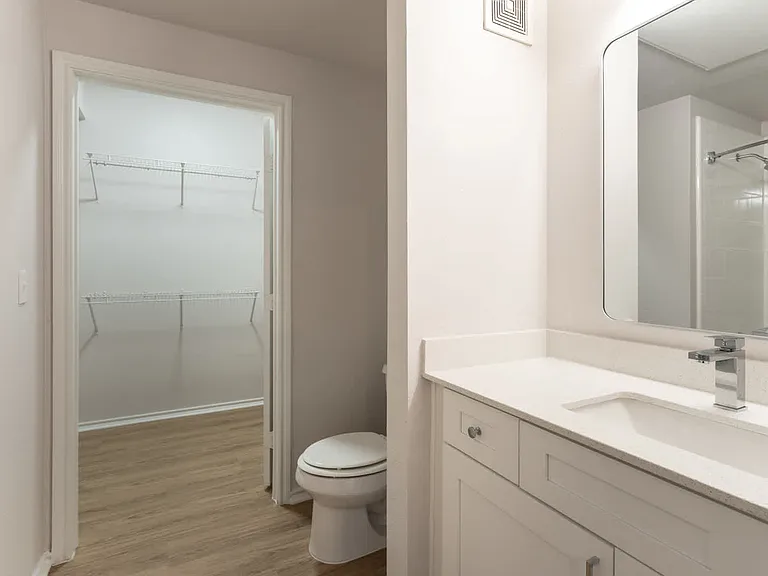 Bathroom with hard surface flooring