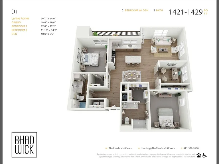Two Bedroom with Flex Den, Two Bath Two Bedroom with Flex Den, Two Bath