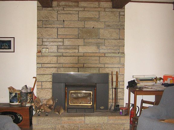 Large stone fireplace