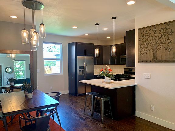 Main floor dining room and kitchen.