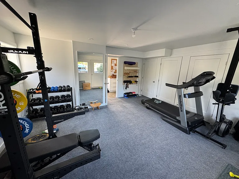 Finished garage multipurpose room
