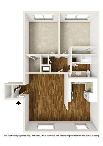 Floor plan 2 Bedrooms, 1 Bathroom Plan B