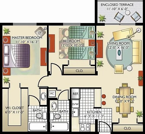 Model A | 2 Bedroom, 2 Bath Model A | 2 Bedroom, 2 Bath