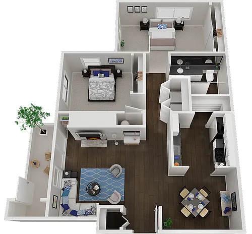 Floor plan Two Bedroom, One Bath