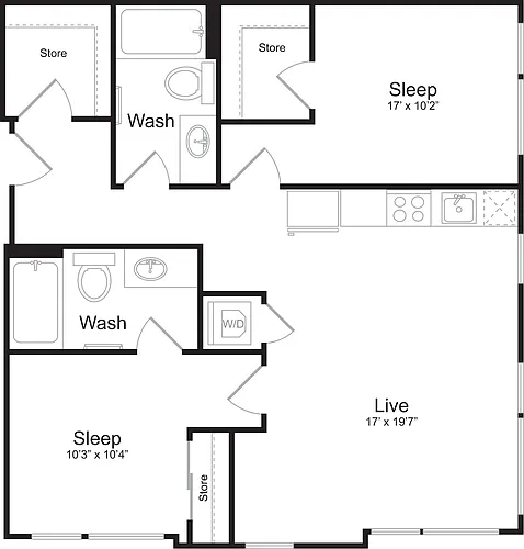 Floor plan 2 Bedroom B