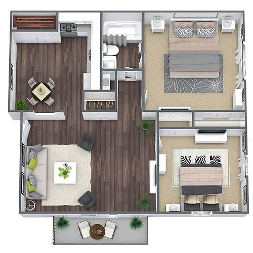 Floor plan B2: 2 Bed 1 Bath