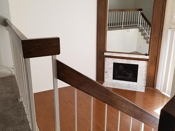 looking down to living area