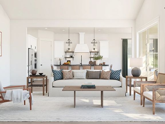 Great room with vaulted ceiling