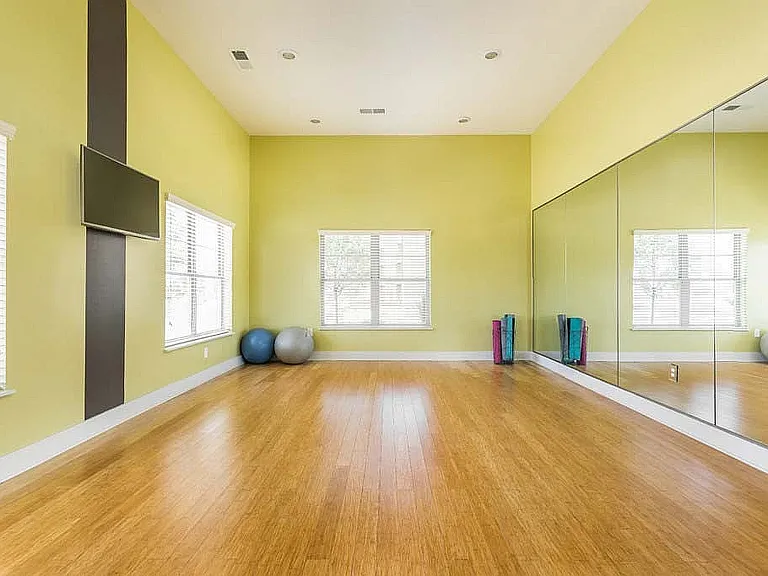 Breathe in, stretch out. Your very own yoga studio comes complete with mats, mirrors, and mellow vibes.