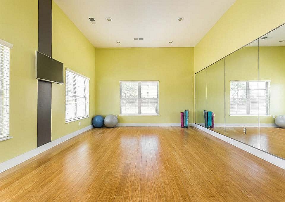 Breathe in, stretch out. Your very own yoga studio comes complete with mats, mirrors, and mellow vibes.