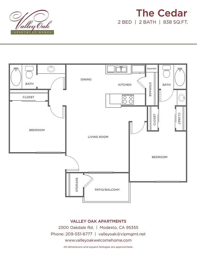 Floor plan 2 Bedroom 2 Bath Classic