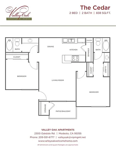 Floor plan 2 Bedroom 2 Bath Classic