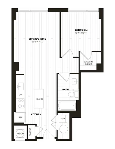 Floor plan 1 Bed/1 Bath-U14