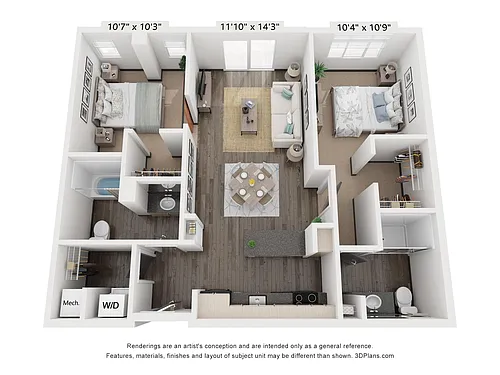Floor plan 2 Bedroom Industrial