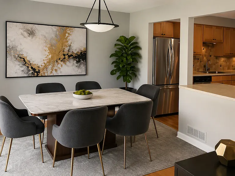 Modern, light-filled dining space