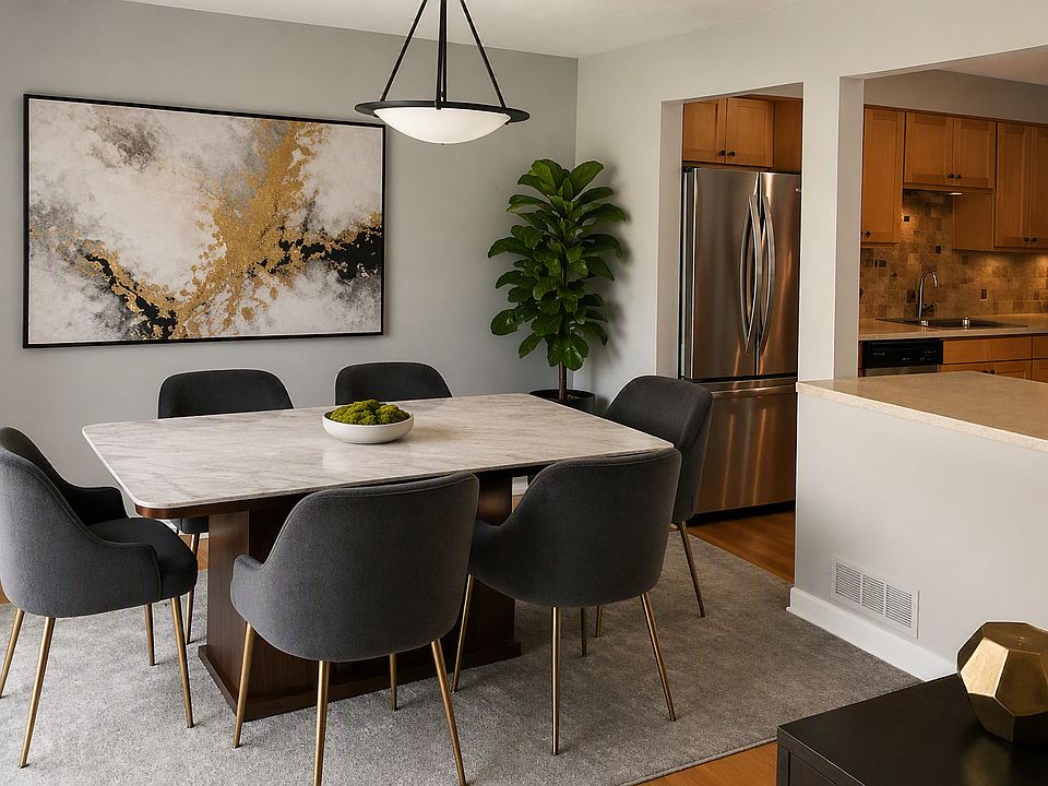 Modern, light-filled dining space