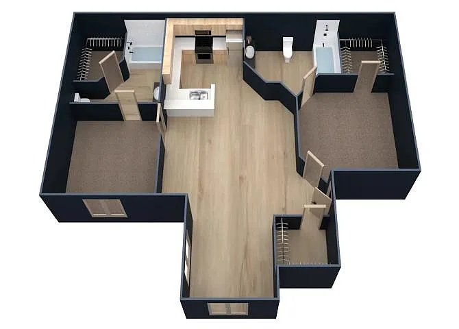 Floor plan B3-2 Bedrooms 2 Bathrooms