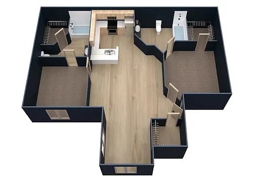 Floor plan B3-2 Bedrooms 2 Bathrooms
