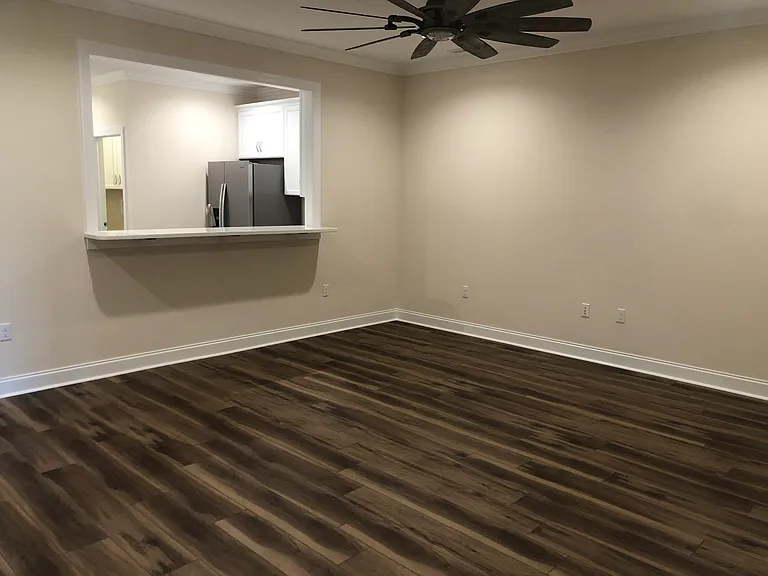 Living Room with bar and kitchen pass through