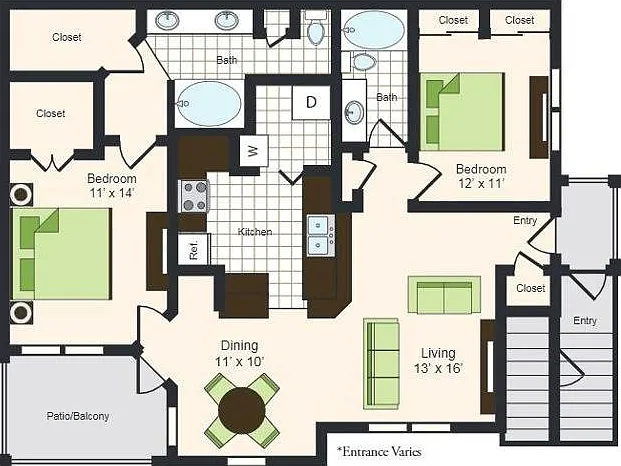 E2 | 2x2 | 1279 sq ft E2 | 2x2 | 1279 sq ft