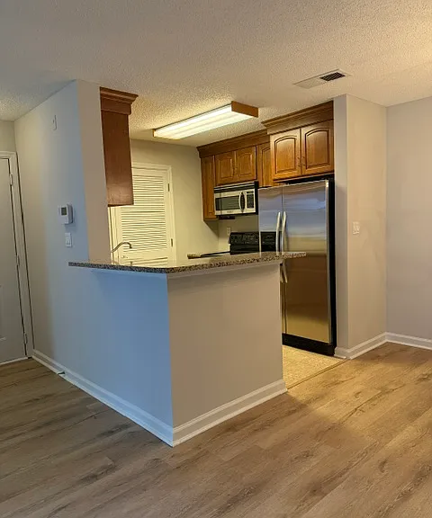 Night photo of kitchen