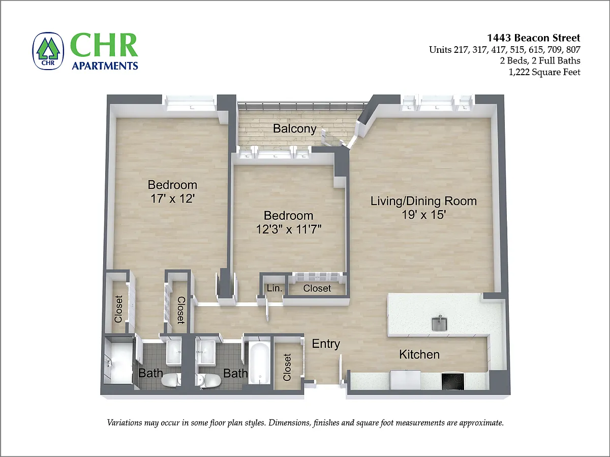 Floor plan 2 Bedroom/2 Bath