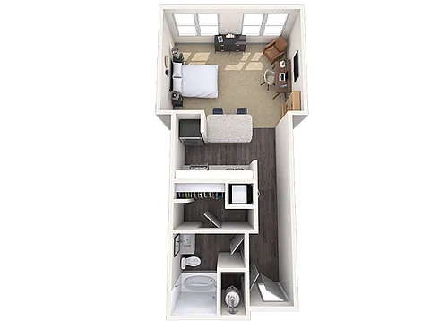 Floor plan Studio 0x1 585 SF