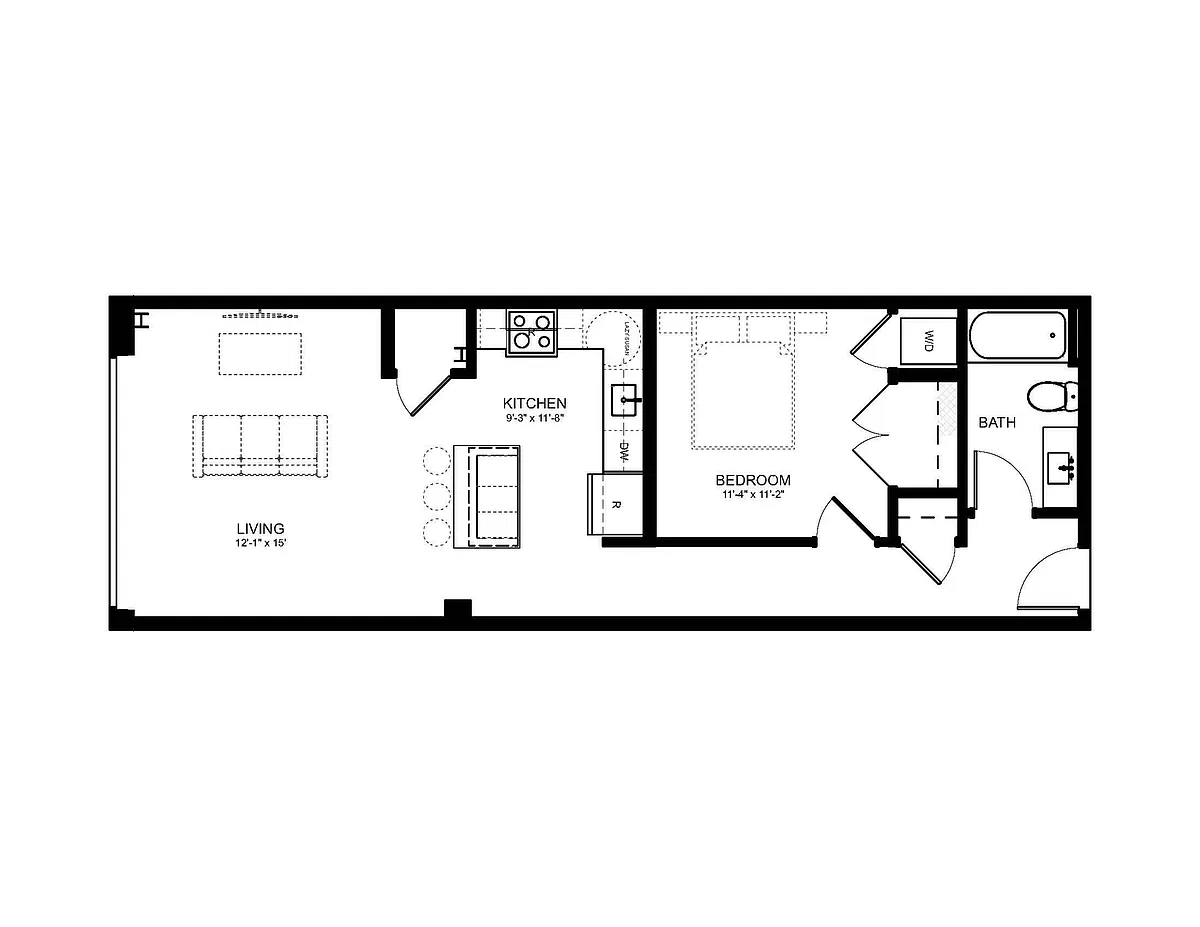 Floor plan 1X1 B