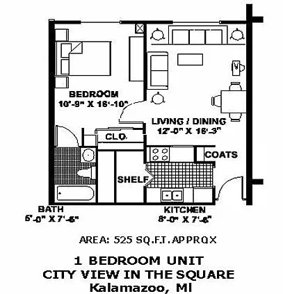Floor plan Standard One-Bedroom