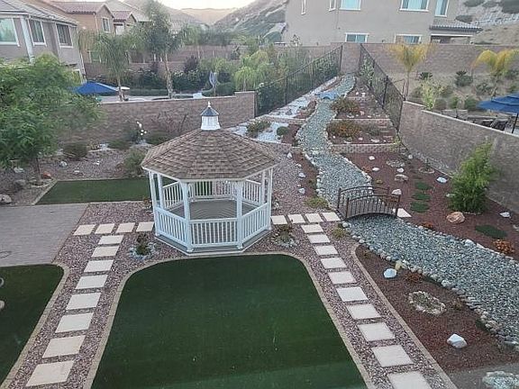 View of the backyard from the master bath.