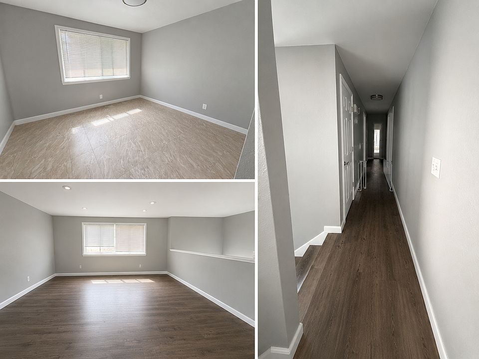 Top Left- Kitchen
Right- Hall access to upstairs rooms and bathrooms
Bottom Left - Living Room