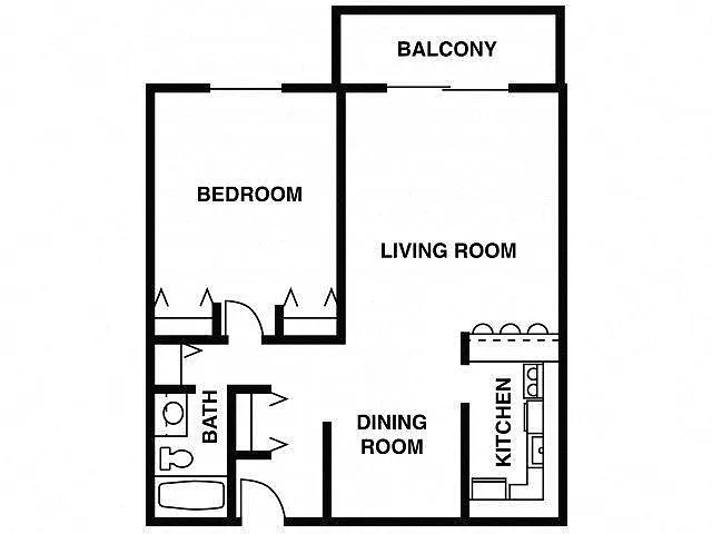 Floor plan 1 Bed - 1 Bath