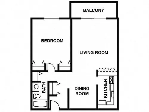 Floor plan 1 Bed - 1 Bath