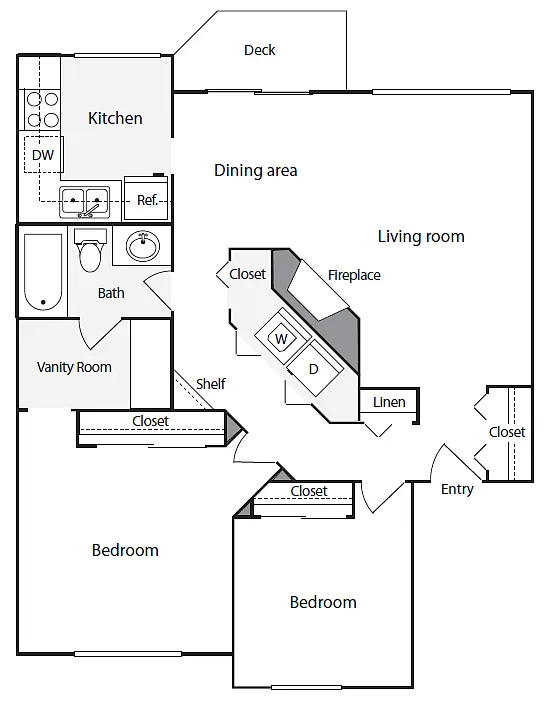 Floor plan 2BD/1BA