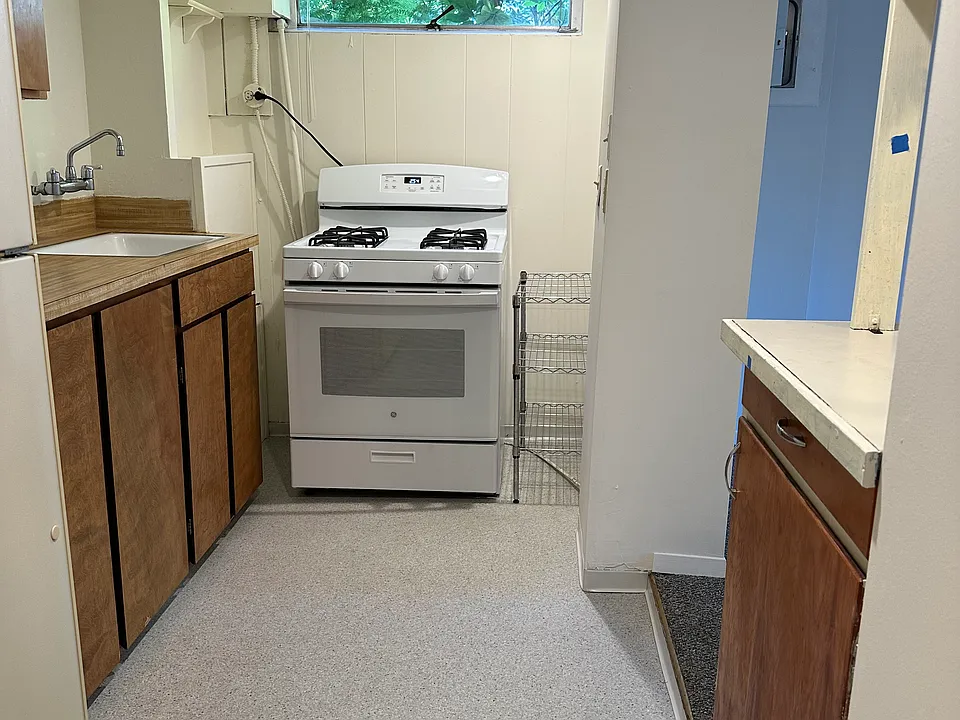 Kitchen with newer gas stove