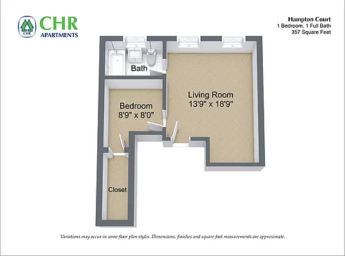 Floor plan 1 Bedroom/1 Bath