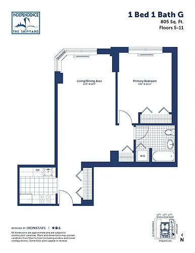 Floor plan 1 Bed 1 Bath G