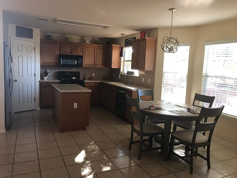 Lots of natural light comes in to the kitchen.