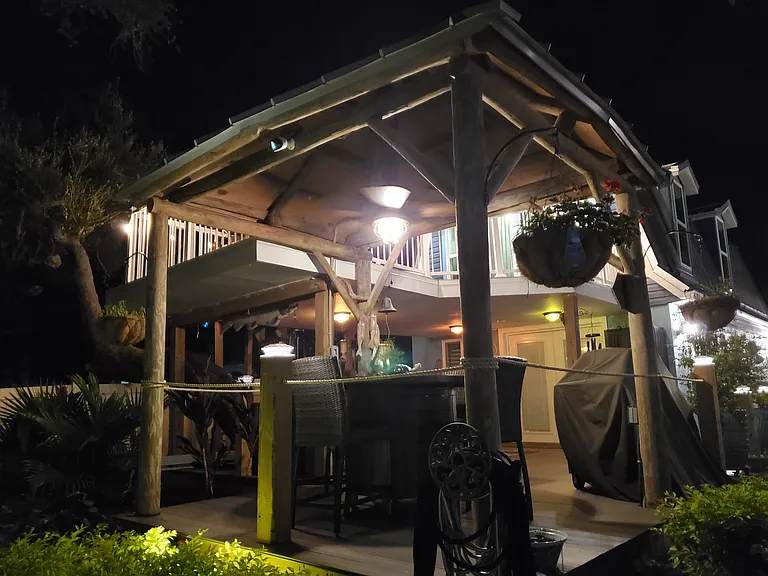 TIKI HUT DINING TABLE AT NIGHT