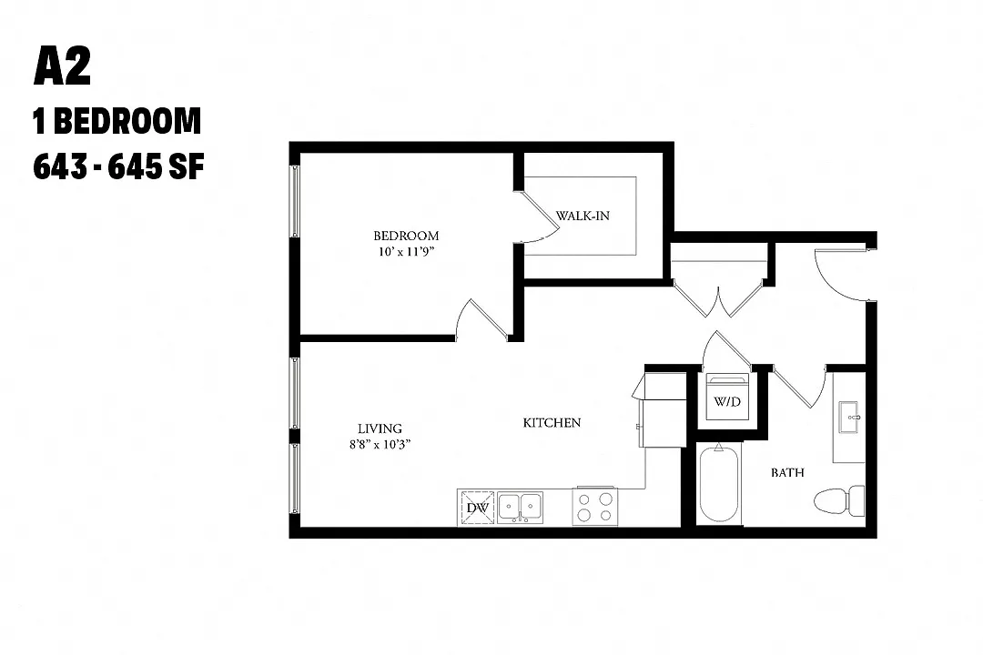 Floor plan One Bedroom A2