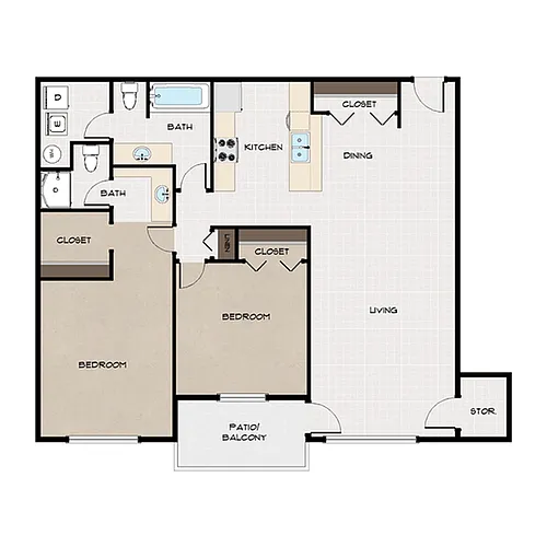 Floor plan 2X2 B