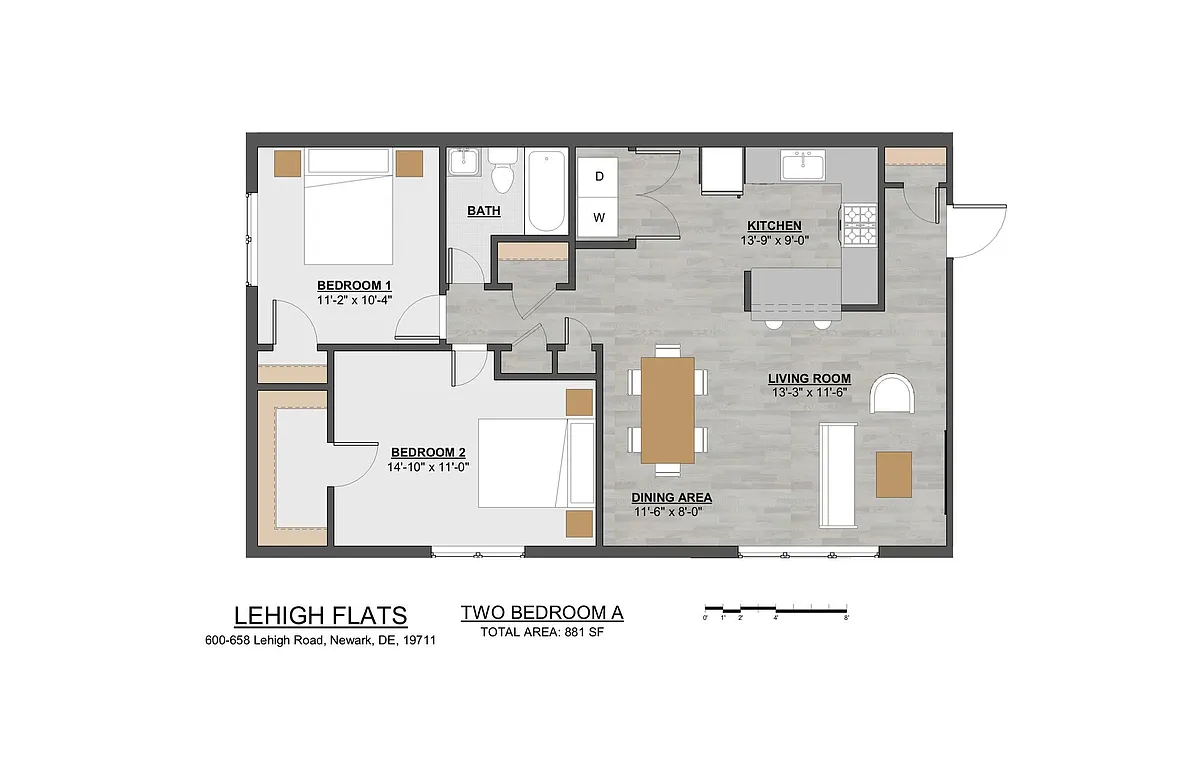 Floor plan 2 Bed Jr | 1 Bath