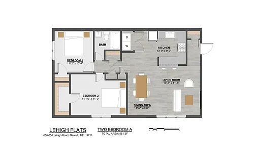 Floor plan 2 Bed Jr | 1 Bath