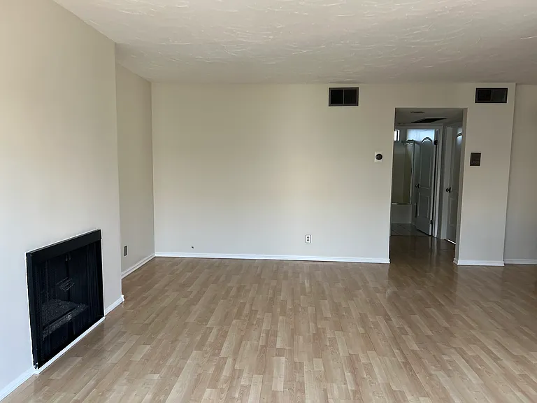Living room with a working fireplace
