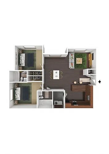 Floor plan Two Bedroom - Large