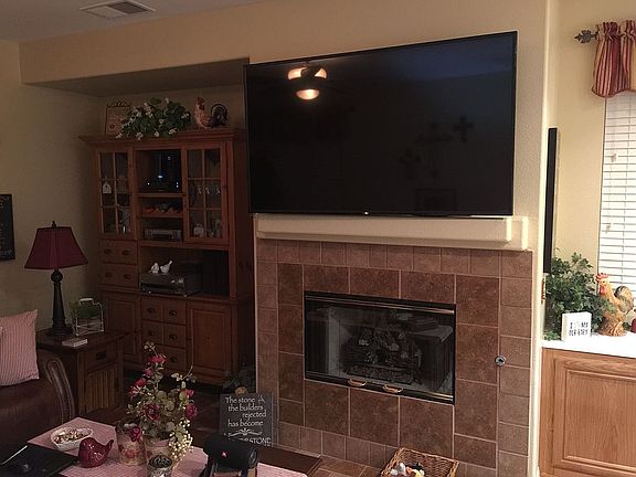 Gas fireplace 65” TV