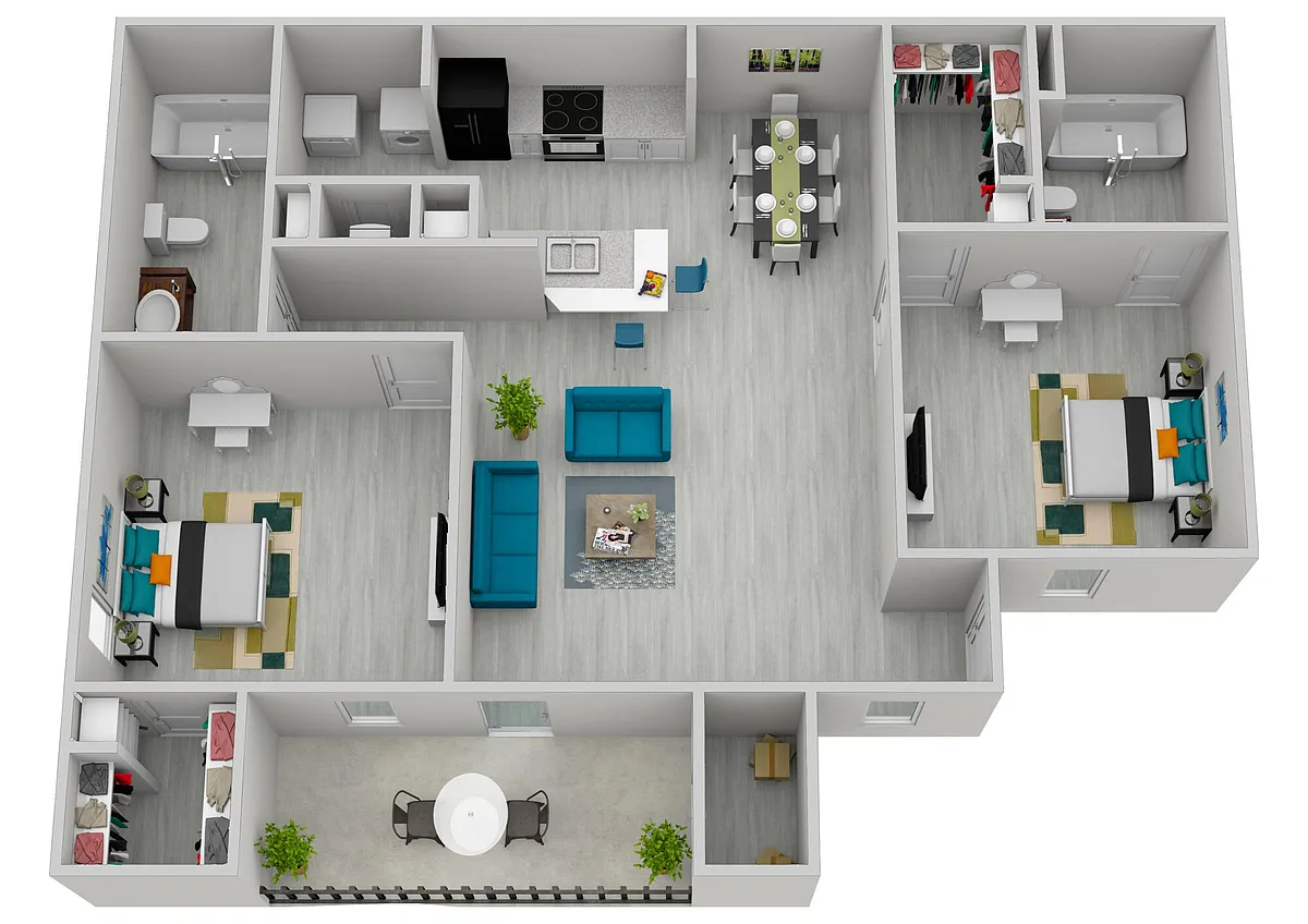 Floor plan 2 Bedroom, 2 Bathroom