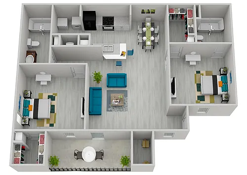 Floor plan 2 Bedroom, 2 Bathroom