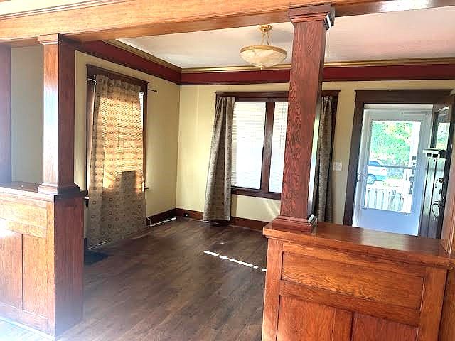 view of front door from dining room